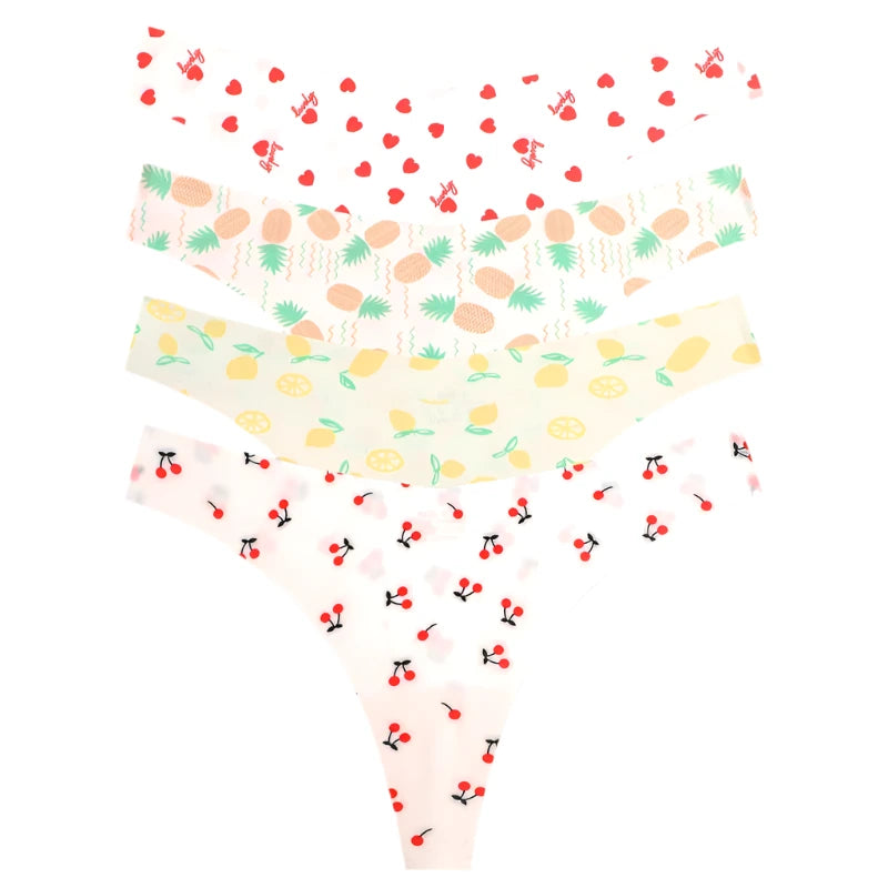 Motif Seamless Pattern Thongs - 4-PACK